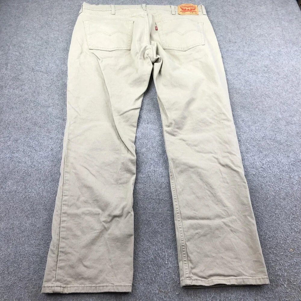 Levis 514 Jeans Mens 38x32 Beige Light Wash Regular Straight Denim Pants Casual